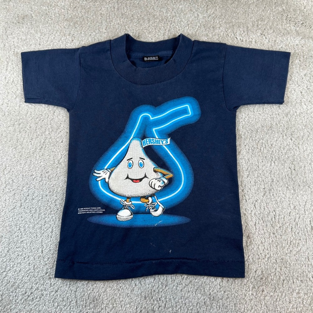 Vintage 1996 Fruit of the Loom Hershey T-Shirt Kids 2-4 Navy Blue Graphic Tee